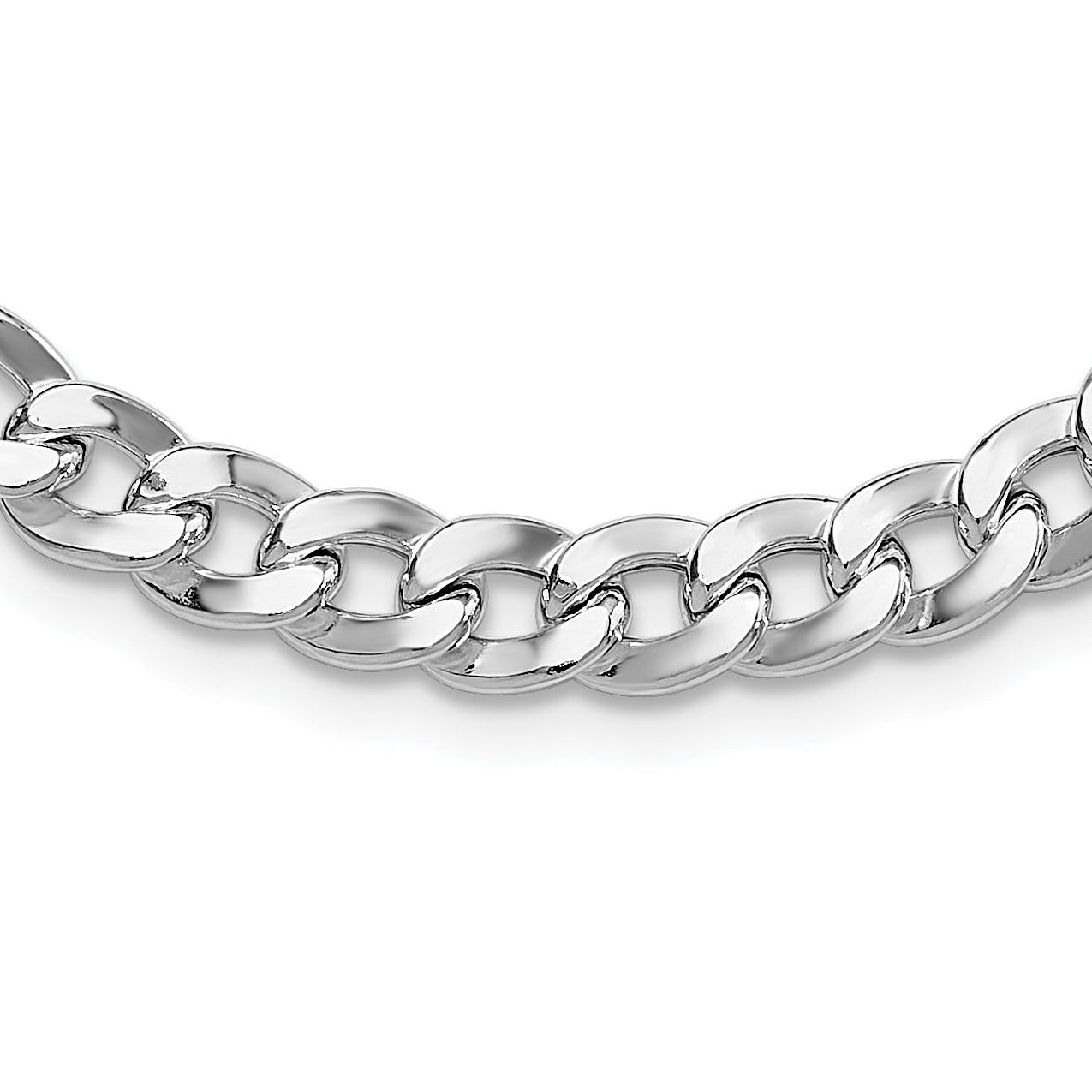 Sterling SilverRhodium-Rhodium-Plated 7.25mm Circle Clasp Curb Link 16in Necklace