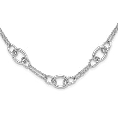 Sterling SilverRhodium-Rhodium-Plated 18in w/1.5in ext Interlocking Circles Necklace