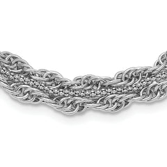 Sterling Silver Rhodium-Rhodium-Plated Rope Link Fancy 18.5in Necklace