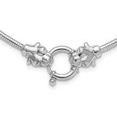 Sterling SilverRhodium-Rhodium-Plated Polished Panther Round Cubetto Style Necklace