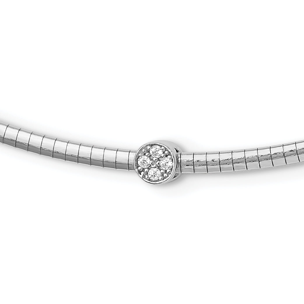Sterling SilverRhodium-Rhodium-Plated Polished with CZ 16in Reversible Cubetto Necklace