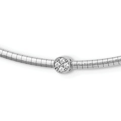 Sterling SilverRhodium-Rhodium-Plated Polished with CZ 16in Reversible Cubetto Necklace