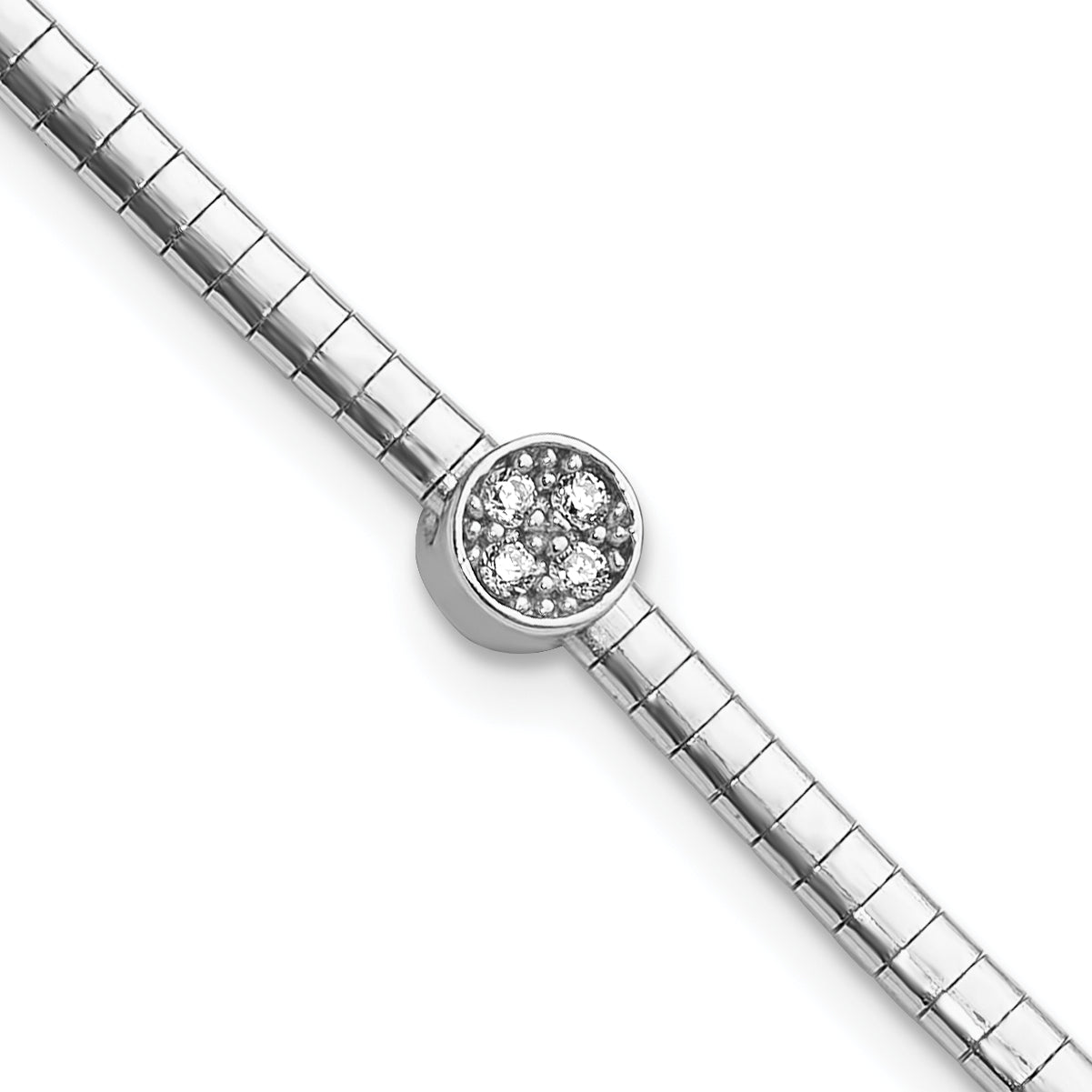 Sterling SilverRhodium-Rhodium-Plated Polished with CZ 7in Reversible Cubetto Bracelet