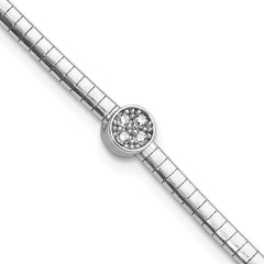 Sterling SilverRhodium-Rhodium-Plated Polished with CZ 7in Reversible Cubetto Bracelet
