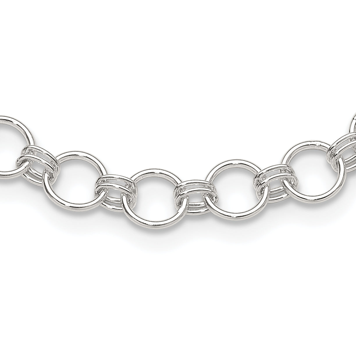 Sterling Silver Polished Circle Link 16 With 2 Inch Extention Necklace