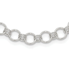 Sterling Silver Polished Circle Link 16 With 2 Inch Extention Necklace