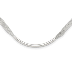 Sterling Silver Polished Multi-Strand 18in With 2 Inch Extention. Tube Necklace