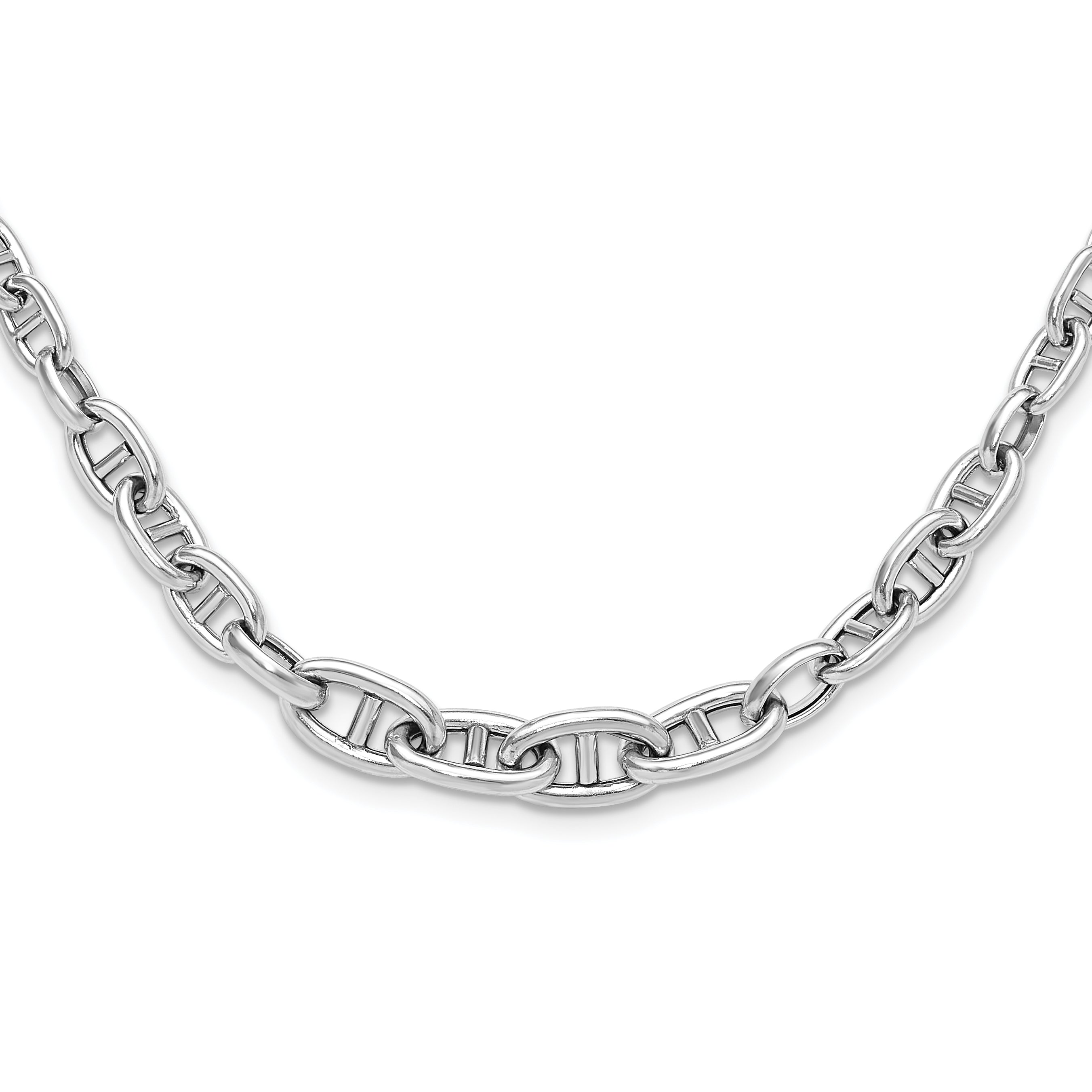Sterling Silver Rhodium-Rhodium-Plated 17 With 2 Inch Extention Fancy Link Necklace