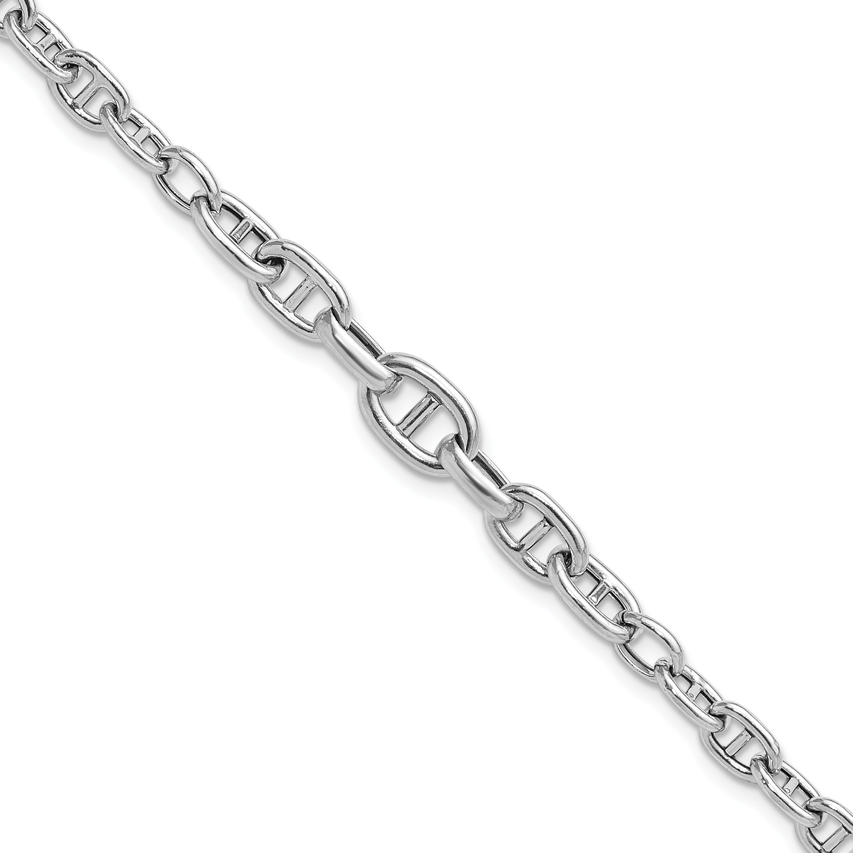 Sterling Silver Rhodium-Rhodium-Plated 6.75 w/ 1in ext. Fancy Link Bracelet