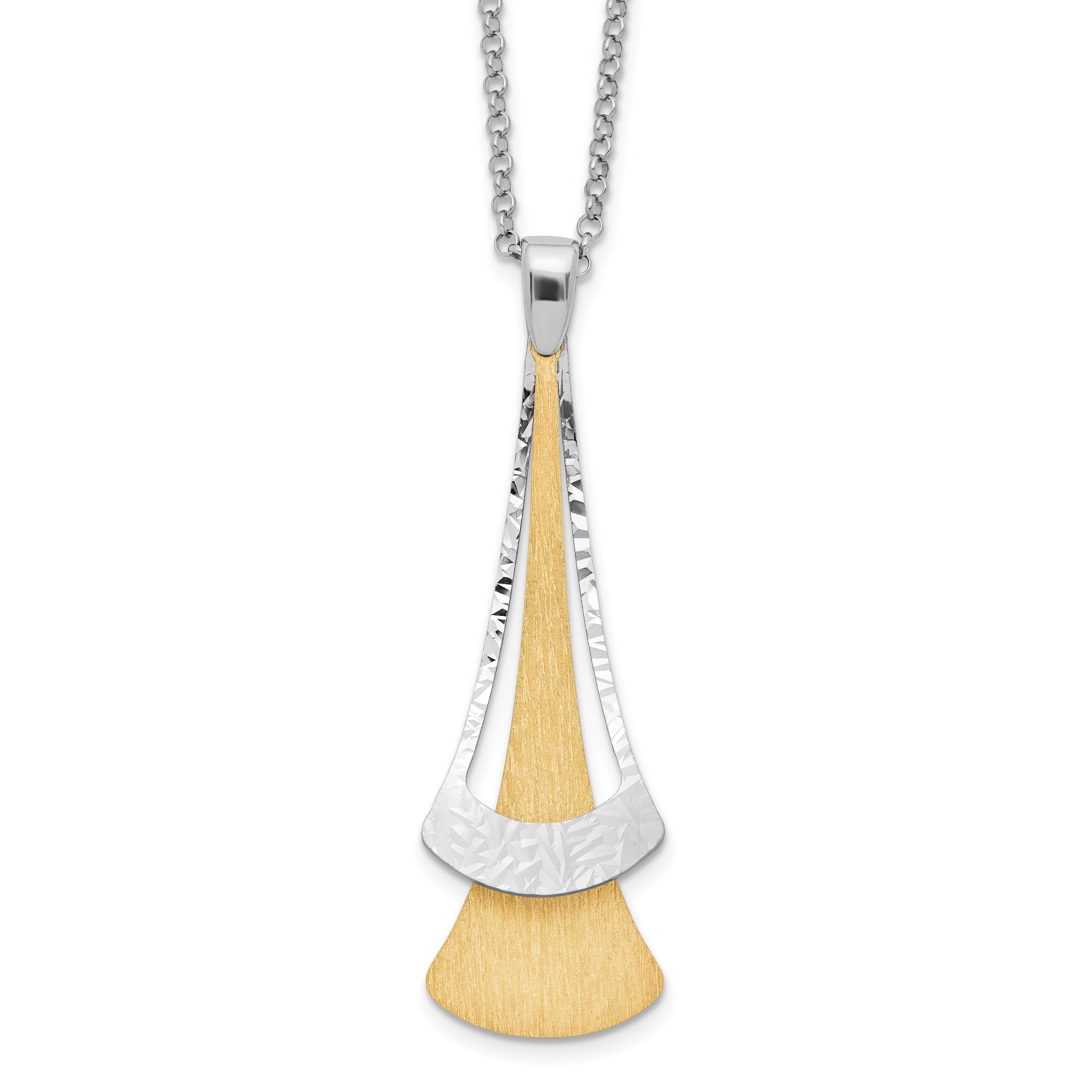 Sterling SilverRhodium-Rhodium-Plated Gold-plated Fancy With 2 Inch Extention. Necklace