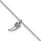 Sterling Silver Rhodium-plated 3D Horn w/1 in ext. Bracelet