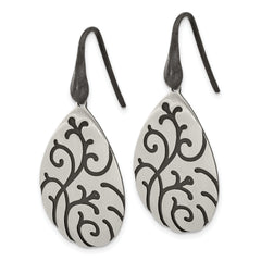 Sterling Silver Brushed Oxidize Burnished Swirl Pear Shape Earrings