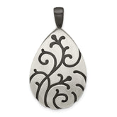 Sterling Silver Oxidize Burnished Swirl Pear Shape Pendant