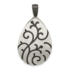 Sterling Silver Oxidize Burnished Swirl Pear Shape Pendant