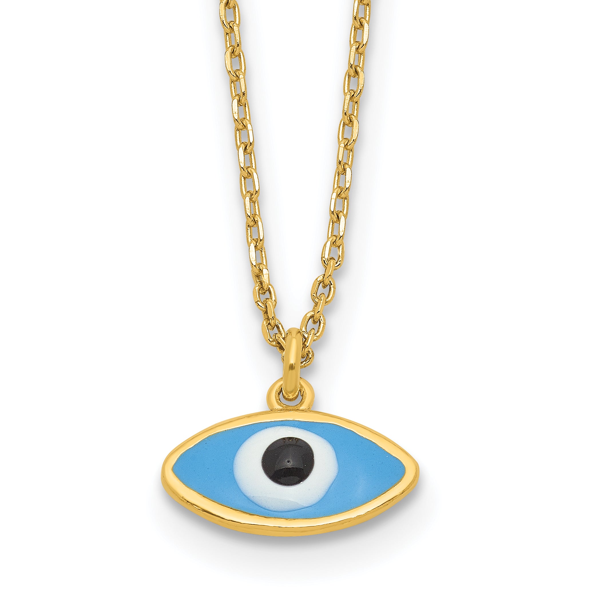 Sterling Silver Gold-plated Enamel Evil Eye w/1in ext. Necklace