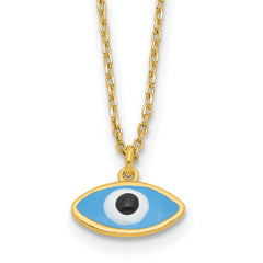 Sterling Silver Gold-plated Enamel Evil Eye w/1in ext. Necklace