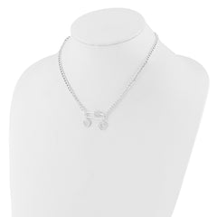 Sterling Silver RH-plated CZ Heart Moveable 16.25in w/2in ext Necklace
