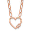 Sterling Silver Rose-tone CZ Heart Paper Clip with 2in ext. Necklace