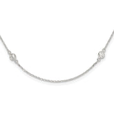 Sterling Silver Polished CZ 6 Station with 2in ext Necklace