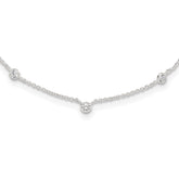 Sterling Silver E-coated CZ Stations 18in With 2in ext Necklace