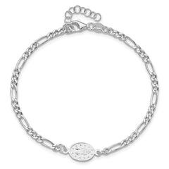 Sterling Silver RH-plated Miraculous Medal 7.25in With 1in ext. Bracelet
