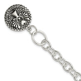 Sterling Silver Oxidized Dangle GUARDIAN ANGEL Toggle Clasp Bracelet