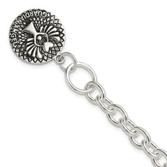 Sterling Silver Oxidized Dangle GUARDIAN ANGEL Toggle Clasp Bracelet