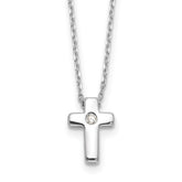 Sterling Silver Rhodium-plated CZ Cross 16in With 2in ext. Necklace