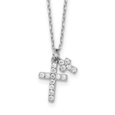 Sterling Silver Rhodium-plated CZ Crosses 16in With 2in ext. Necklace