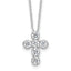 Sterling Silver Rhodium-plated CZ Cross 16in With 2in ext Necklace
