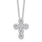 Sterling Silver Rhodium-plated CZ Cross 16in With 2in ext Necklace