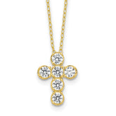 Sterling Silver Gold-tone CZ Cross 16in With 2in ext Necklace