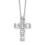 Sterling Silver Rhodium-Rhodium-Plated Baguette CZ Cross 18in Necklace