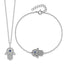 Sterling Silver RH-plate Cr.Blue Spinel and CZ Hamsa Bracelet/Necklace Set