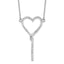 Cubic Zirconia Dangle Heart Necklace in Sterling Silver with Extender, 16 Inch - Sophia Jewelers