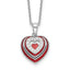 Sterling SilverRhodium-Rhodium-Plated CZ and Red Enamel Heart w 1/in. ext Necklace