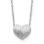 Sterling Silver Rhodium-Platedo-plated Brushed Heart 16.5in w/1in ext Necklace