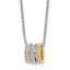 Sterling SilverRhodium-Rhodium-Plated Yell/Rose-tone Glitter Fabric With 2 Inch Extention Necklace