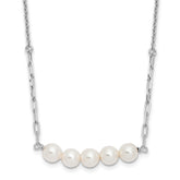 Sterling Silver Rhodium-plated Glass Pearl 16in w/2 in ext Necklace