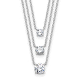Sterling Silver Rhodium-plated CZ 3-Strand 14.5in w/2in ext Necklace