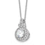 Sterling Silver Rhodium-Rhodium-Plated Fancy Beaded CZ with 2in ext Necklace