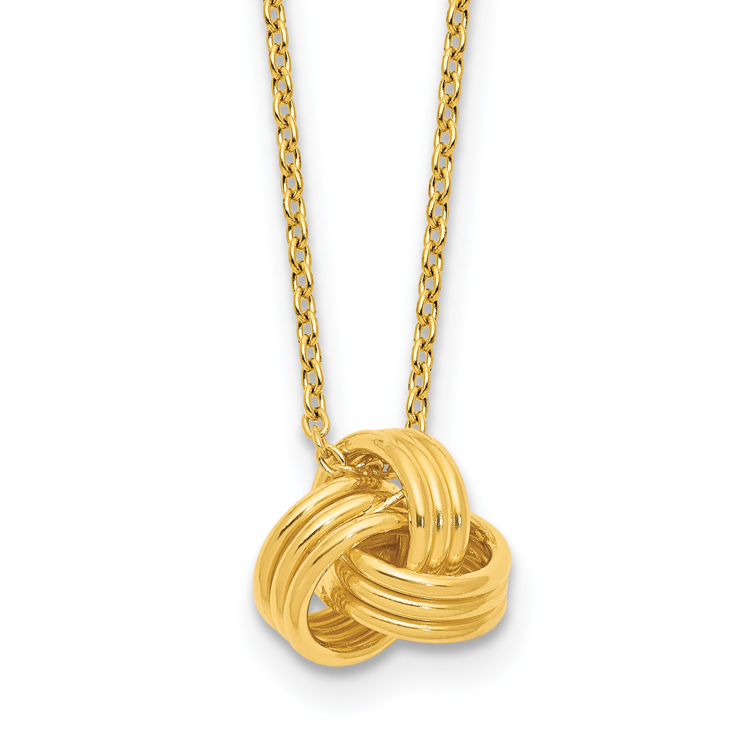 Sterling Silver Gold-tone Love Knot 16in With 2 Inch Extention. Necklace