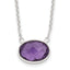 Sterling Silver Polished Oval Purple CZ 16.25in w/1in ext Necklace