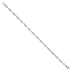 Sterling Silver 10inch Solid Polished Fancy Knot-Link Anklet