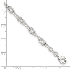 Sterling Silver 10inch Solid Polished Fancy Knot-Link Anklet