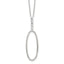 Sterling Silver E-coated CZ Oval Dangle 17.75in Necklace