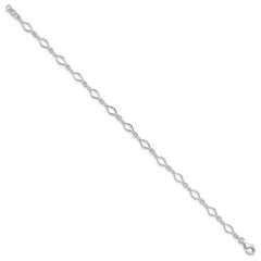 Sterling Silver 10inch Solid Polished Fancy Link Anklet