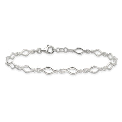 Sterling Silver 10inch Solid Polished Fancy Link Anklet