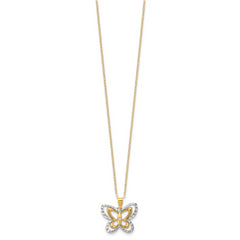 Sterling Silver Gold-tone White Rhodium D/C 16in With 2in ext. Necklace