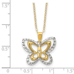 Sterling Silver Gold-tone White Rhodium D/C 16in With 2in ext. Necklace